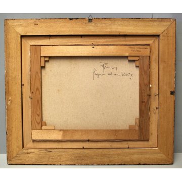 QUADRO DIPINTO OLIO TELA Franco Mazzuchetti NUDO DONNA FIGURA con AMBIENTE '900