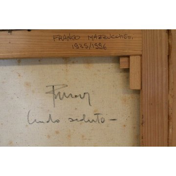 QUADRO DIPINTO OLIO Franco Mazzucchetti NUDO SEDUTO FIGURA FEMMINILE BOUDOIR 