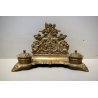 ANTICO GRANDE CALAMAIO DOPPIO OTTONE STILE BAROCCO PORTAPOSTA INKWELL ENCRIER 