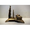 ANTICO GRANDE CALAMAIO DOPPIO OTTONE STILE BAROCCO PORTAPOSTA INKWELL ENCRIER 