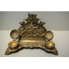 ANTICO GRANDE CALAMAIO DOPPIO OTTONE STILE BAROCCO PORTAPOSTA INKWELL ENCRIER 