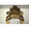 ANTICO GRANDE CALAMAIO DOPPIO OTTONE STILE BAROCCO PORTAPOSTA INKWELL ENCRIER 