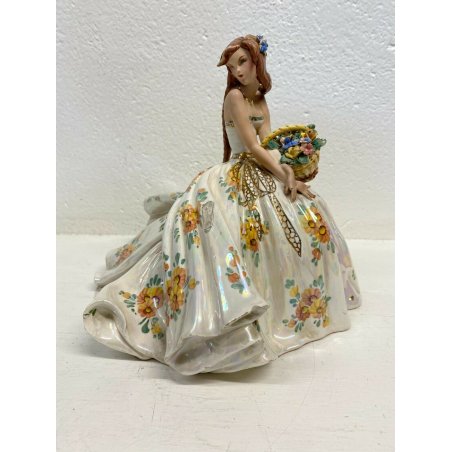 ANTICA SCULTURA DONNA CERAMICA Tiziano Galli FIGURA GITANA DAMA CONTADINA  