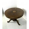 ANTICO TAVOLO ROTONDO LEGNO NOCE IMPERO INTARSIO STELLA EPOCA '800