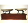 ANTICA BILANCIA 2 PIATTI CUCINA PESA LEGNO OTTONE EPOCA SABAUDA META '800 OLD