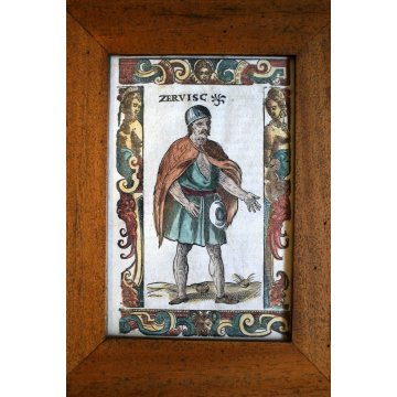 lotto 4 QUADRI ANTICHE STAMPE DA INCISIONE '500 COSTUMI DAL MONDO Vecellio EPOCA