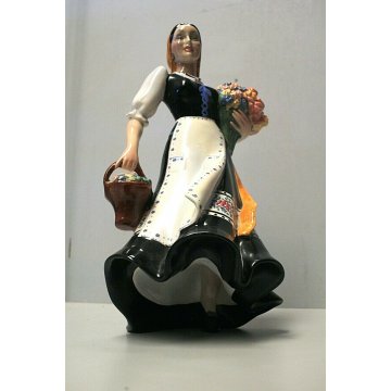 ANTICA SCULTURA FIGURA CERAMICA CIA Manna TORINO "Fiorella" GITANA DAMA FIORI 