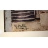 PICCOLO QUADRO M.Galli '60 DISEGNO ACQUERELLO SCORCIO ANTICO BORGO PORTICO SCALE