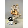 FIGURA CERAMICA CIA Manna ELEFANTE MUSICISTA SU VASO STELLATO CON CHITARRA 1930 