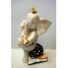 FIGURA CERAMICA CIA Manna ELEFANTE MUSICISTA SU VASO STELLATO CON CHITARRA 1930 