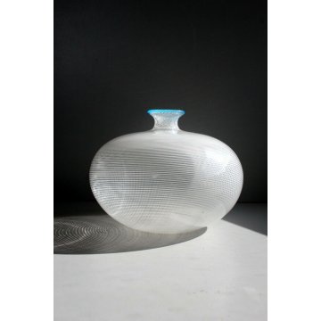 PICCOLO VASO DESIGN Barovier & Toso VETRO DI MURANO SPIRALE MEZZA FILIGRANA '70