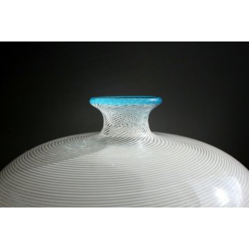 PICCOLO VASO DESIGN Barovier & Toso VETRO DI MURANO SPIRALE MEZZA FILIGRANA '70
