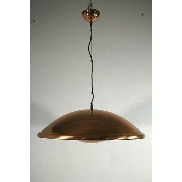 LAMPADARIO VINTAGE SOSPENSIONE HANGINGLAMP COPPER CEILING LIGHT METALLO RAME '70