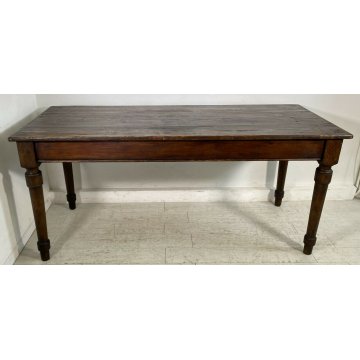 ANTICO TAVOLO PRANZO 1800 ABETE MASSELLO PRANZO GAMBE TORNITE EPOCA TABLE OLD 