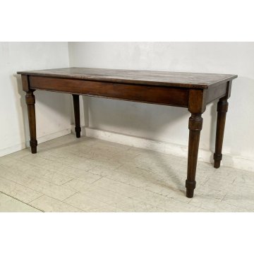 ANTICO TAVOLO PRANZO 1800 ABETE MASSELLO PRANZO GAMBE TORNITE EPOCA TABLE OLD 