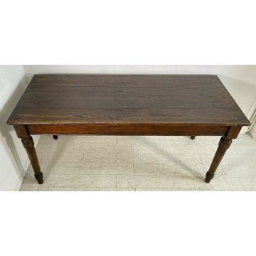 ANTICO TAVOLO PRANZO 1800 ABETE MASSELLO PRANZO GAMBE TORNITE EPOCA TABLE OLD 