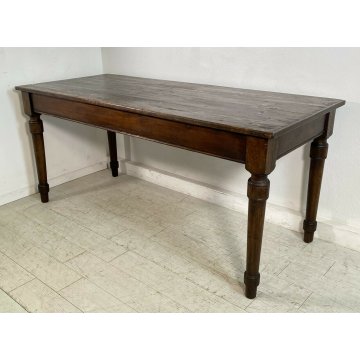 ANTICO TAVOLO PRANZO 1800 ABETE MASSELLO PRANZO GAMBE TORNITE EPOCA TABLE OLD 