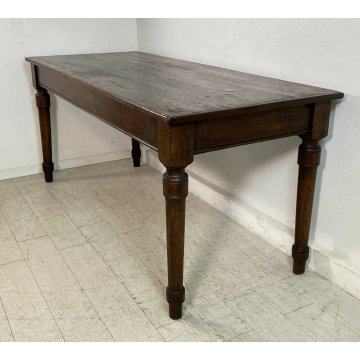 ANTICO TAVOLO PRANZO 1800 ABETE MASSELLO PRANZO GAMBE TORNITE EPOCA TABLE OLD 