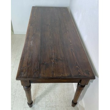 ANTICO TAVOLO PRANZO 1800 ABETE MASSELLO PRANZO GAMBE TORNITE EPOCA TABLE OLD 