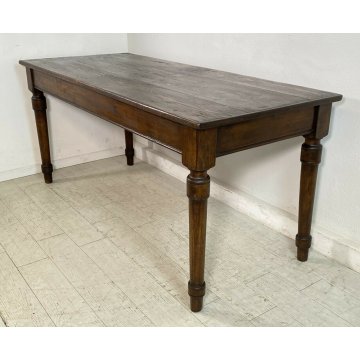 ANTICO TAVOLO PRANZO 1800 ABETE MASSELLO PRANZO GAMBE TORNITE EPOCA TABLE OLD 