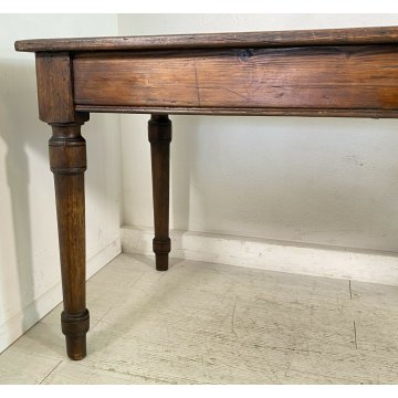 ANTICO TAVOLO PRANZO 1800 ABETE MASSELLO PRANZO GAMBE TORNITE EPOCA TABLE OLD 