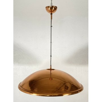 LAMPADARIO VINTAGE SOSPENSIONE HANGINGLAMP COPPER CEILING LIGHT METALLO RAME '70