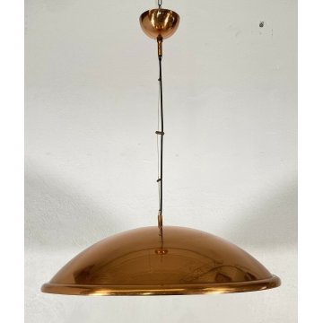 LAMPADARIO VINTAGE SOSPENSIONE HANGINGLAMP COPPER CEILING LIGHT METALLO RAME '70