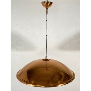 LAMPADARIO VINTAGE SOSPENSIONE HANGINGLAMP COPPER CEILING LIGHT METALLO RAME '70