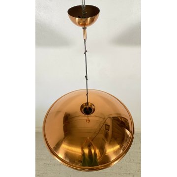 LAMPADARIO VINTAGE SOSPENSIONE HANGINGLAMP COPPER CEILING LIGHT METALLO RAME '70