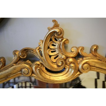 ANTICA SPECCHIERA SPECCHIO MOLATO SAGOMATO BAROCCHETTO LEGNO INTAGLIATO DORATO