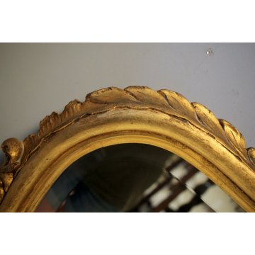ANTICA SPECCHIERA SPECCHIO MOLATO SAGOMATO BAROCCHETTO LEGNO INTAGLIATO DORATO