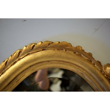 ANTICA SPECCHIERA SPECCHIO MOLATO SAGOMATO BAROCCHETTO LEGNO INTAGLIATO DORATO