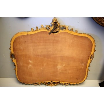 ANTICA SPECCHIERA SPECCHIO MOLATO SAGOMATO BAROCCHETTO LEGNO INTAGLIATO DORATO
