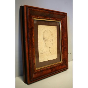 PICCOLO QUADRO RITRATTO Esposito Gaetano 1858/1911 DISEGNO MATITA CARTA NAPOLI