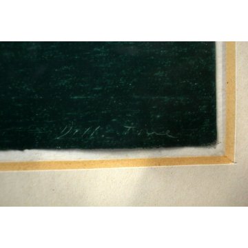 DISEGNO PASTELLO ASTRATTO Enrico Della Torre "Acquario" VERDE ACQUA 1975 