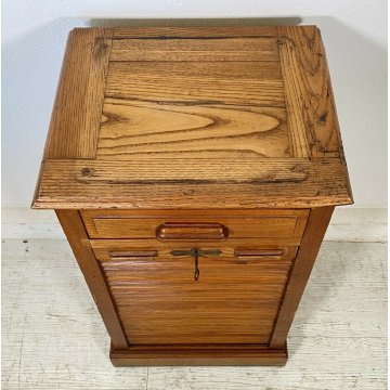 MOBILE TAPPARELLA ANTICO 1900 SERRANDA LEGNO ROVERE EPOCA BAGNO ANTIQUARIATO 