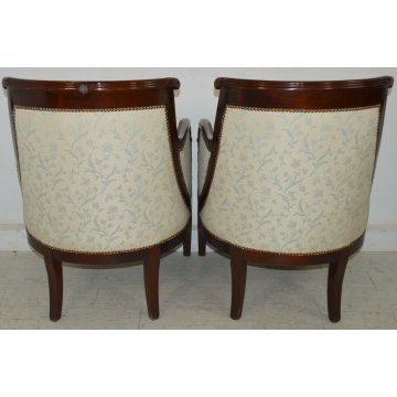 ANTICA COPPIA POLTRONA imbottita IMPERO epoca 1800 inglese POLTRONCINE MOGANO