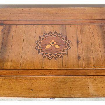 ANTICO TAVOLO SCRITTOIO INTARSIATO 1 CASSETTO 800 NOCE TABLE SCRIVANIA TAVOLINO 