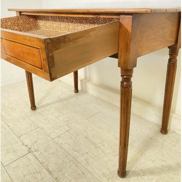 ANTICO TAVOLO SCRITTOIO INTARSIATO 1 CASSETTO 800 NOCE TABLE SCRIVANIA TAVOLINO 