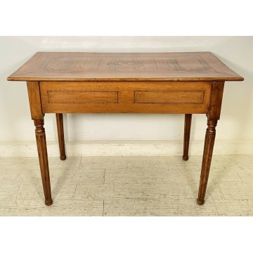 ANTICO TAVOLO SCRITTOIO INTARSIATO 1 CASSETTO 800 NOCE TABLE SCRIVANIA TAVOLINO 