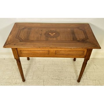 ANTICO TAVOLO SCRITTOIO INTARSIATO 1 CASSETTO 800 NOCE TABLE SCRIVANIA TAVOLINO 