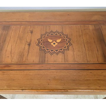 ANTICO TAVOLO SCRITTOIO INTARSIATO 1 CASSETTO 800 NOCE TABLE SCRIVANIA TAVOLINO 
