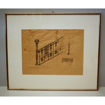 ANTICO DISEGNO TECNICO Silvio Gambini 1912 VILLA ARMIRAGLIO VA Liberty Italiano