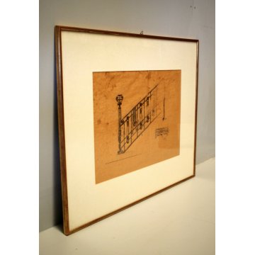 ANTICO DISEGNO TECNICO Silvio Gambini 1912 VILLA ARMIRAGLIO VA Liberty Italiano