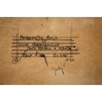 ANTICO DISEGNO TECNICO Silvio Gambini 1912 VILLA ARMIRAGLIO VA Liberty Italiano