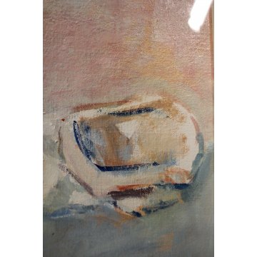 ANTICO QUADRO OLIO Aldo Neri NATURA MORTA BROCCA COPPA CIOTOLA COLORI PASTELLO 