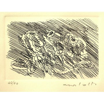 PICCOLA STAMPA MULTIPLO ACQUAFORTE NUMERATA 47/60 Ennio Morlotti "Rose" 1978