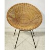 POLTRONA IN RATTAN DESIGN ANNI 50 CERCHIO MIDOLLINO ITALY VINTAGE MID CENTURY 