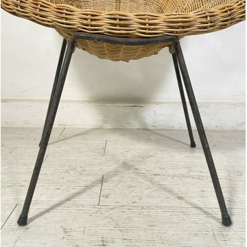 POLTRONA IN RATTAN DESIGN ANNI 50 CERCHIO MIDOLLINO ITALY VINTAGE MID CENTURY 