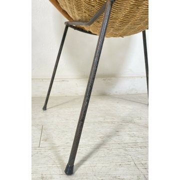 POLTRONA IN RATTAN DESIGN ANNI 50 CERCHIO MIDOLLINO ITALY VINTAGE MID CENTURY 